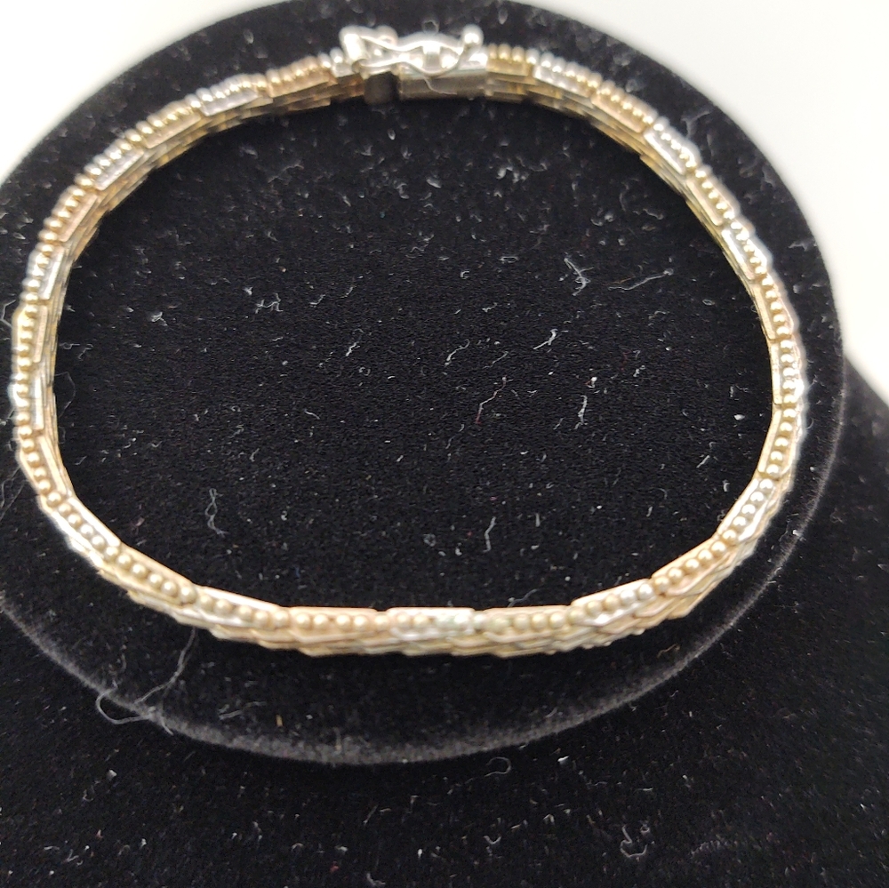 Vintage Sterling Silver Tri-Color Mesh Bracelet - Branded 925 Italy